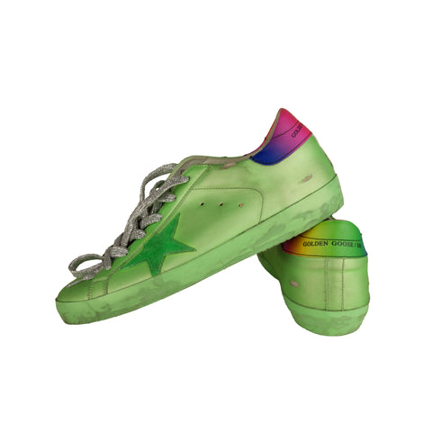 Golden Goose Green Leather Sneakers